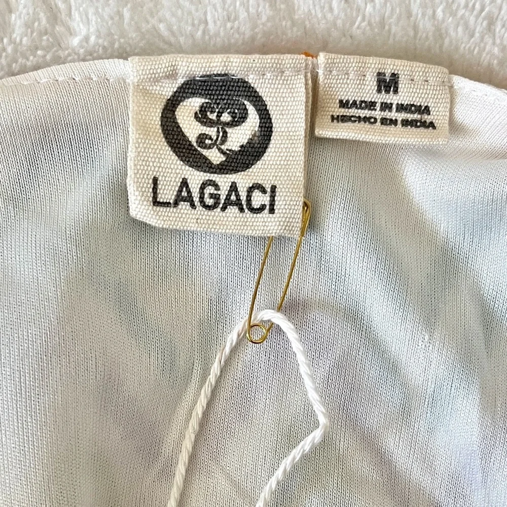 ⛔️SOLD⛔️ LAGACI Crop Top - Chiffon, Built-in Bra, Adj Straps - Sz M NWT - Picture 10 of 13